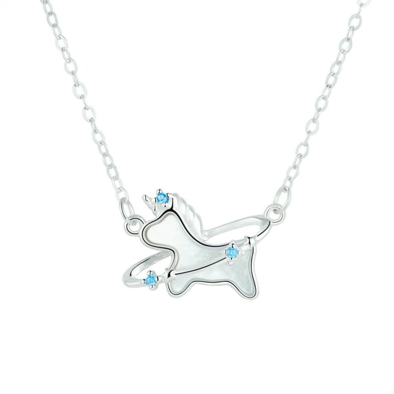 Gicrown Fine Jewelry 925 Silver Mother of Pearl Unicorn Pendant Necklaces Christma Birthday Gift