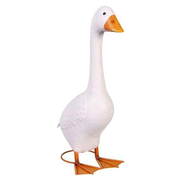 Giddy The Porch White Goose Statue 12 inch Resin Figurine Indoor Outdoor Garden Patio Decor Weather-Resistant Decorative Farmhouse Accent