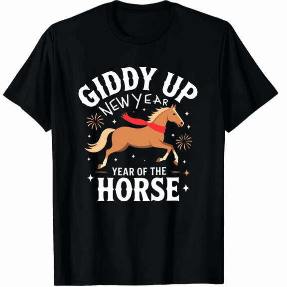 Giddy Up New Year of the Horse 2026 Graphic T-Shirt for Men and Women