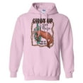 thumbnail image 1 of Giddy up Jingle Horse Hoodie Sweatshirt Unisex 2X-Large Pink, 1 of 5