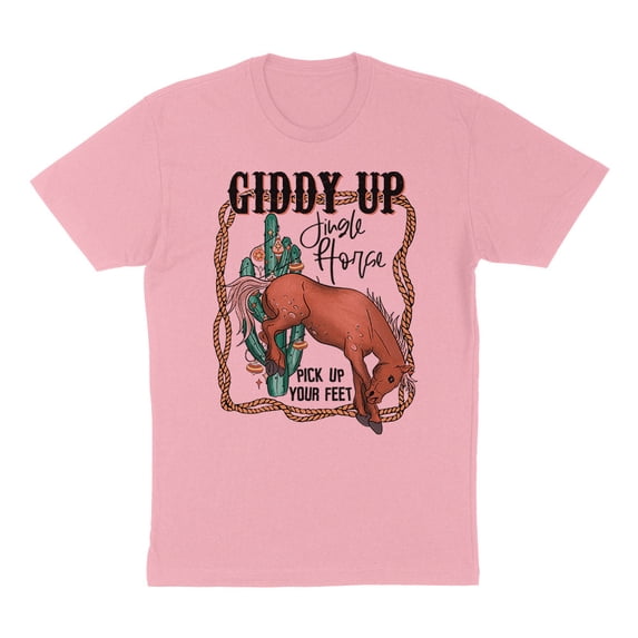Giddy up Jingle Horse Shirt Unisex X-Large Pink