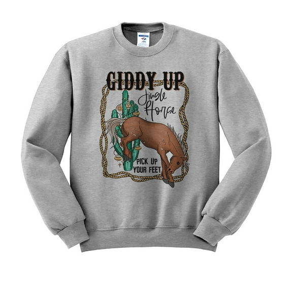 Giddy up Jingle Horse Sweatshirt Unisex 4X-Large Grey