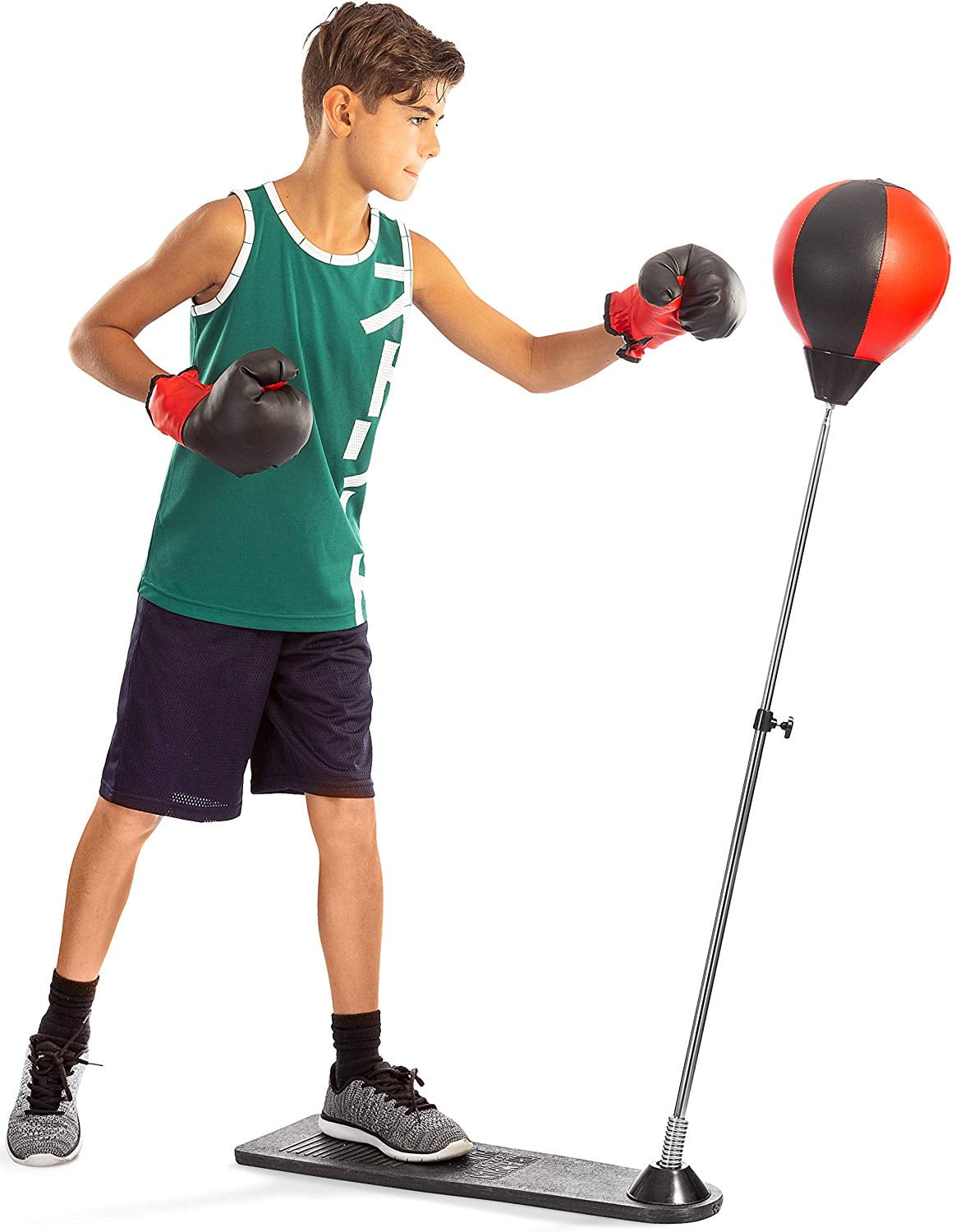 Giddyup! Buck's PlayWorld Boxing Punching Bag Set with Gloves, Pump and Adjustable Stand - Red