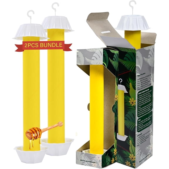 Gideal 2-Pack Yellow Sticky Fly Traps Pest Control for Indoor/Outdoor Use, Gnat Trap for Flying Plant Insect