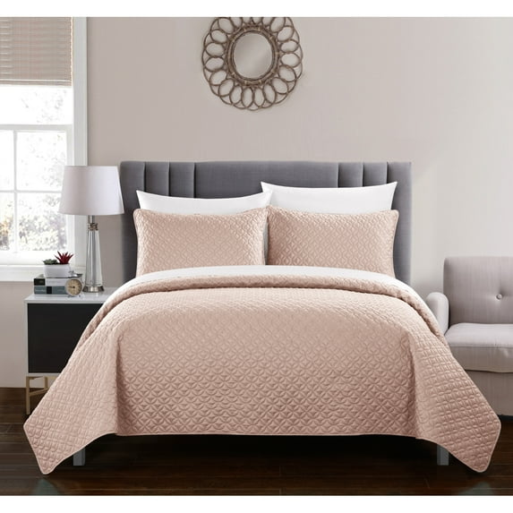 Gideon 3 or 2 Piece Quilt Cover Set Rose Star Geometric Quilted Bedding