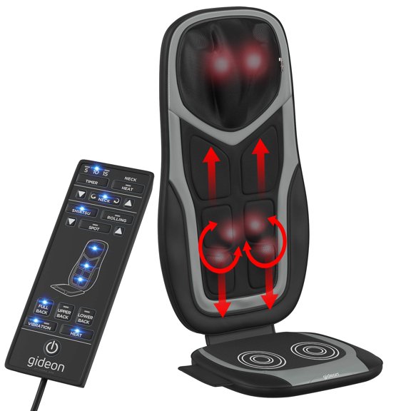 Gideon Shiatsu Seat Cushion Massager For Neck and Full Back With Heat
