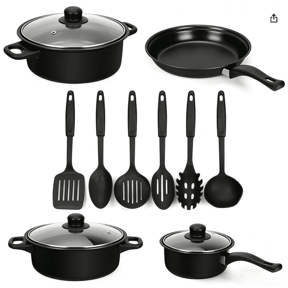 GiderFiver 13-Piece Carbon Steel Non-Stick Cookware Set, Soup Pot, Milk ...