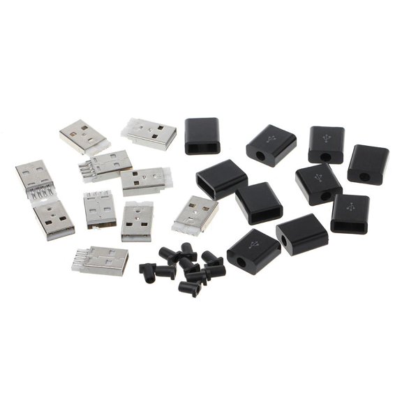 Gieenan 10 Pcs DIY USB 2.0 Type A Male 4P Adapter Connector Plug Socket with Plastic She