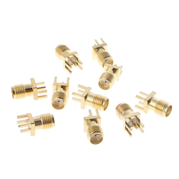 Gieenan 10 Pcs SMA Female Jack Solder Edge 1.6mm Space PCB Mount Straight RF Connector
