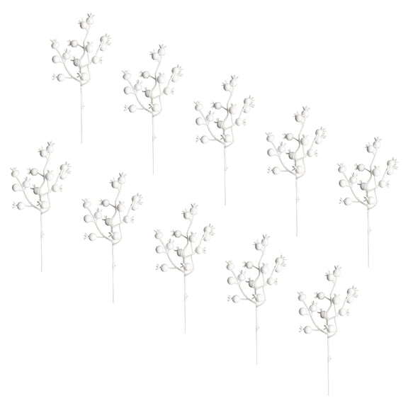 Gieenan 10Pcs Artificial Berries Branch Foam Decorative Berries Stems White Berries Plant for New Year Christmas Decoration 2024