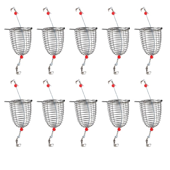 Gieenan 10Pcs Feeder Holder Fishing Baits Cages Basket Feeder Cage Holder Lure Basket
