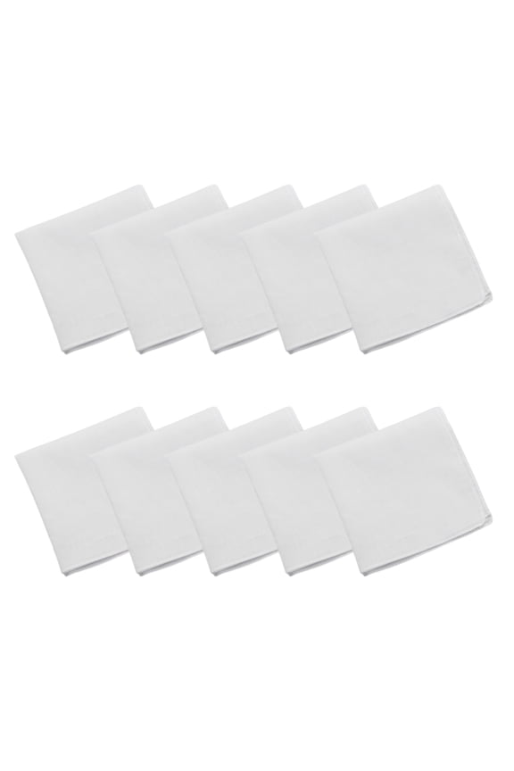 10Pieces White Handkerchiefs From Polyester Cotton Handkerchief Set Perfectly for Sensitive Skin and Daily Use