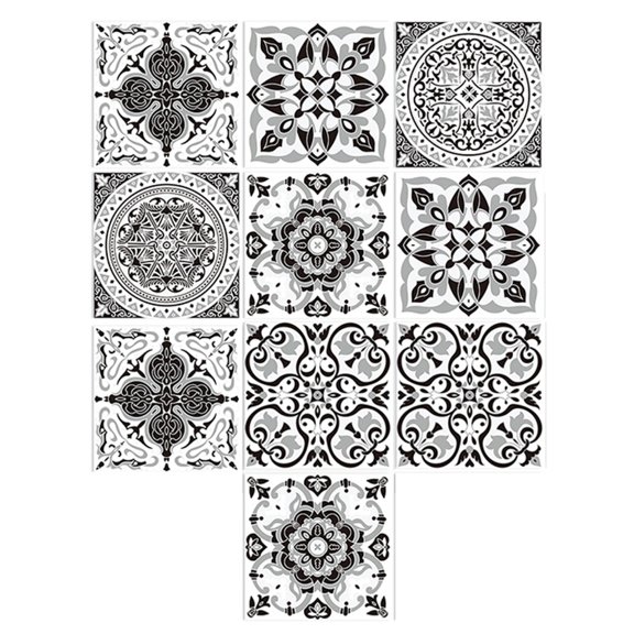 Gieenan 10pcs Datura Backsplash Tile Stickers Peel Stick Floor Stair Decals Wall Murals
