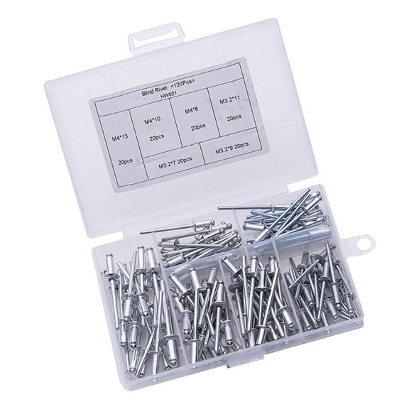Gieenan 120pcs Aluminum Rivets Rustproof Rivets Rivets Assortment with Storage for Repair