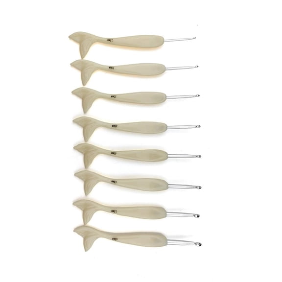 Gieenan 2.5mm-6.0mm Ergonomic Crochet Hook With Resin Fish Tail Handle for Knitting
