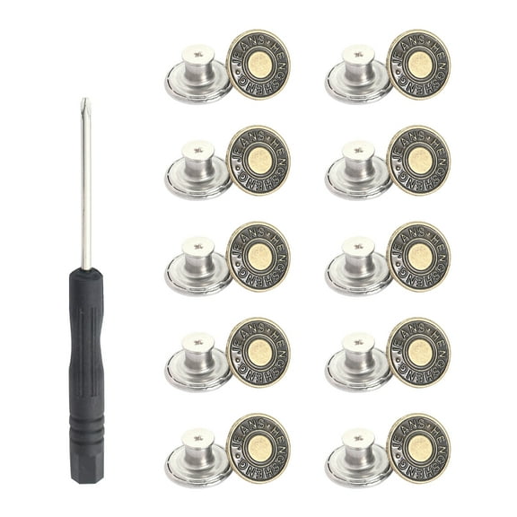 Gieenan 20Pcs No Sewing Button Pins for Jeans Reusable Jean Button Tightener Clips Snap Tacks Instant Jean Button Pins for Pants