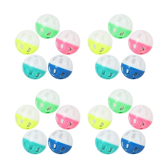 Gieenan 20pcs for Cat Toy Plastic Ball with Bell Interactive Toys for Cats 1.5 Inches Colorful Balls Kitten for Chase Exercise T