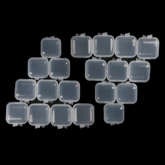 Gieenan 20x Clear Small Plastic Containers Transparent Storage Box with Lid for Ear Stud