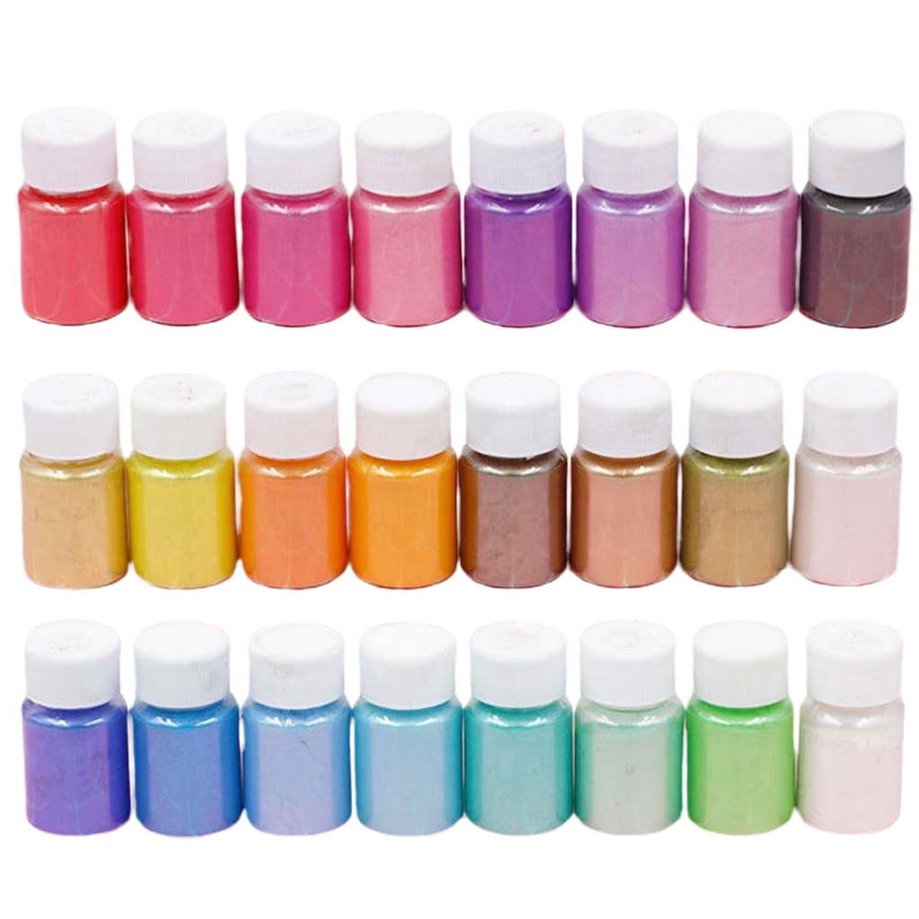 Gieenan 24 Bottles Slime Pigment Mica Powder for Soap Making Resin Color Pigment Mica Powder for Candle Making Epoxy Resin