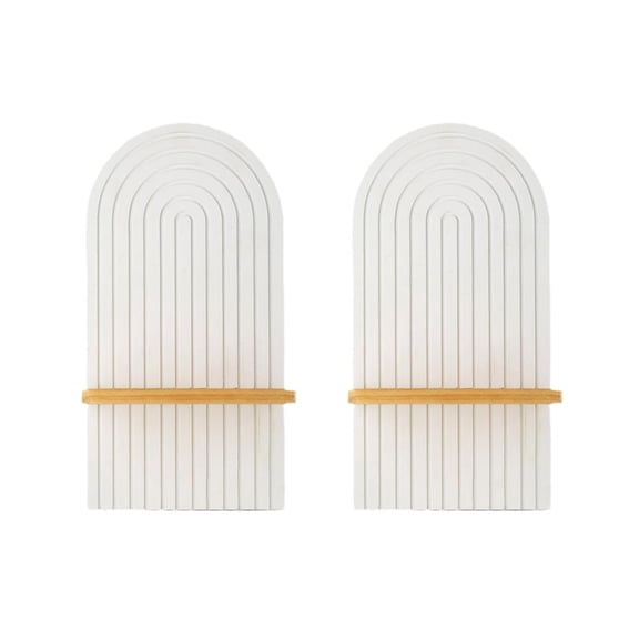 Gieenan 2Pieces Multipurpose Wood Wall Shelves Bohemian Floating Shelf Plant Shelf Display Rack for Home and Office Organization