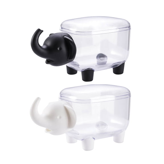Gieenan 2pcs Multipurpose Elephant Shaped Cotton Swab Organiser Transparent Bathroom Container For Jewelry and Hair Clip