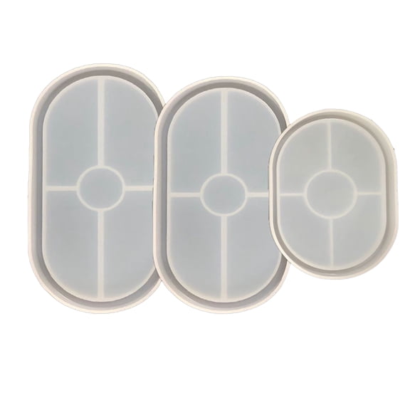 Gieenan 3 Pcs Large Medium Small Oval Trays Epoxy Resin Mold Coaster Ashtray Concrete Flower Pot Silicone Mould DIY Crafts Mold