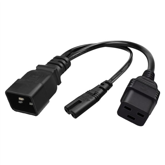 Gieenan 32cm/1ft IEC320 C20 to IEC320 C7 + C19 Power Cord 1 in 2 Out Y-splitter Adapter Cable Extension Wire Line Black