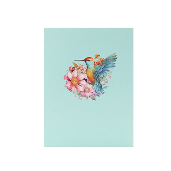 Gieenan 3D Popup Hummingbird Flower Postcard Foldable Blessing Card Handmade Greeting Card with Envelope Anniversary Gifts