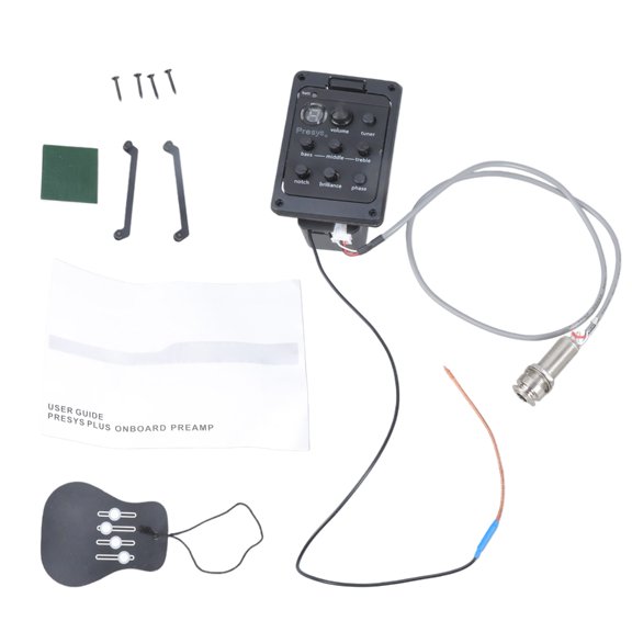 Gieenan 4 Band EQ Equalizer Acoustic Guitar Preamps Piezo Pickup Tuner Acoustic Guitar Preamp Pickup for Folk Guitar 201 Pickup