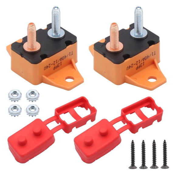 Gieenan 40A Automatic Resetting Circuit Breakers With Waterproof Cover 6-28V 12V 24V Circuit Breaker for Marine