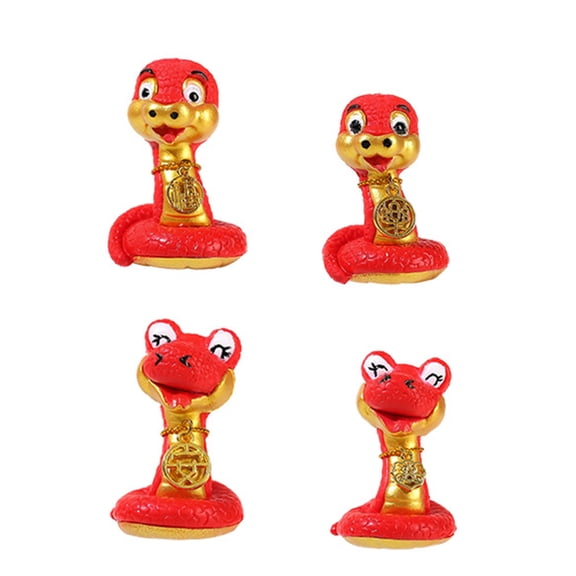 Gieenan 4Pcs Traditional Chinese Culture Snake Statue Resins Figurines Home and Office Desktop Decoration Ornaments