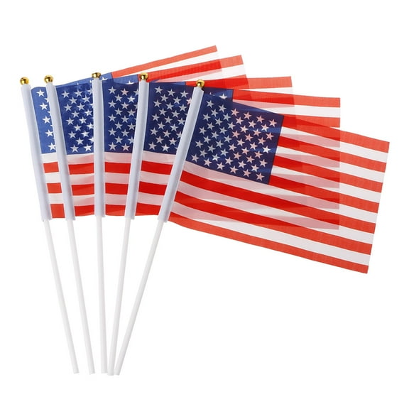 Gieenan 5 Pcs Mini American US USA National Flags Hand Waving Small for Banner Poles
