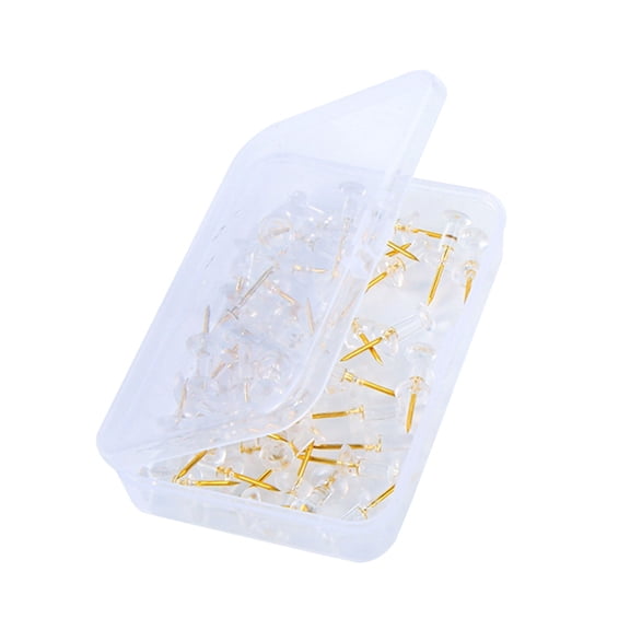 Gieenan 50/100Pcs Push Pins with Clear Head Map Tacks Drawing Pins Map Thumb Tacks Pins