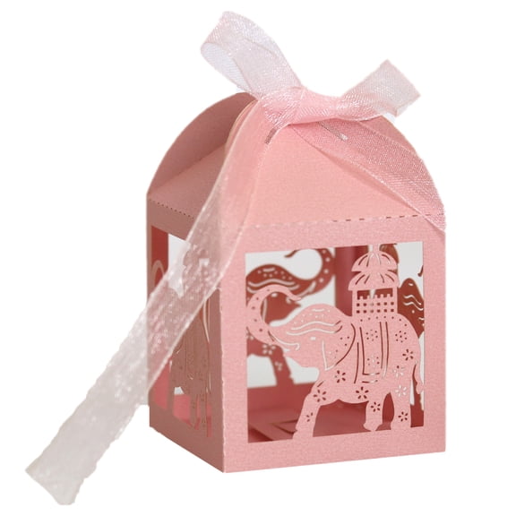 Gieenan 50pcs Elephant Candy Boxes Wedding Party Favor Box with Ribbons Chocolate Gift Box for Baby Bridal Shower Birthday