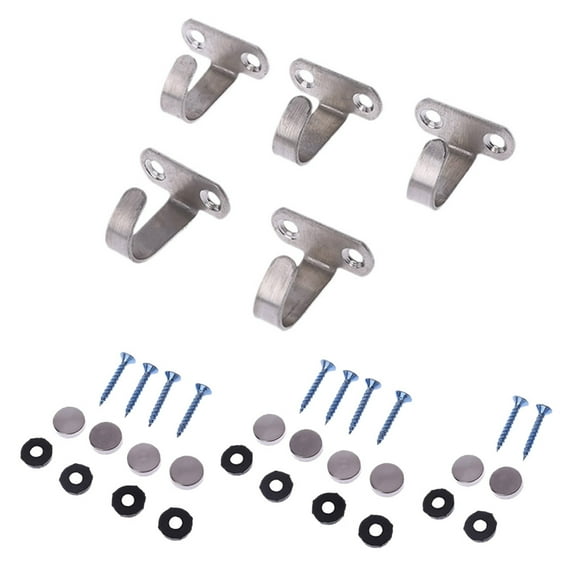 Gieenan 5x Stainless Steel J Shape Hook For Ceiling Cabinet Top Hanger Cloth Towel Robe