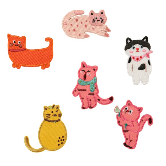 Gieenan 6 Pcs Embroidered Patches Cartoon Cats Sewing Patches Iron On Patches Lovely Kitten Sew On Patches for Clothes Bag