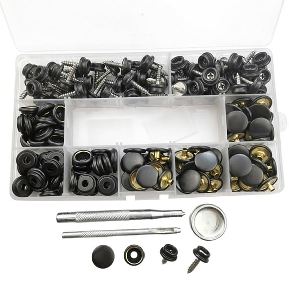 Gieenan 60 Sets Snap Buttons Replacement Upholstery Snaps Button Fastener with 2pcs Setting Tool for Boat Canvas and Furniture