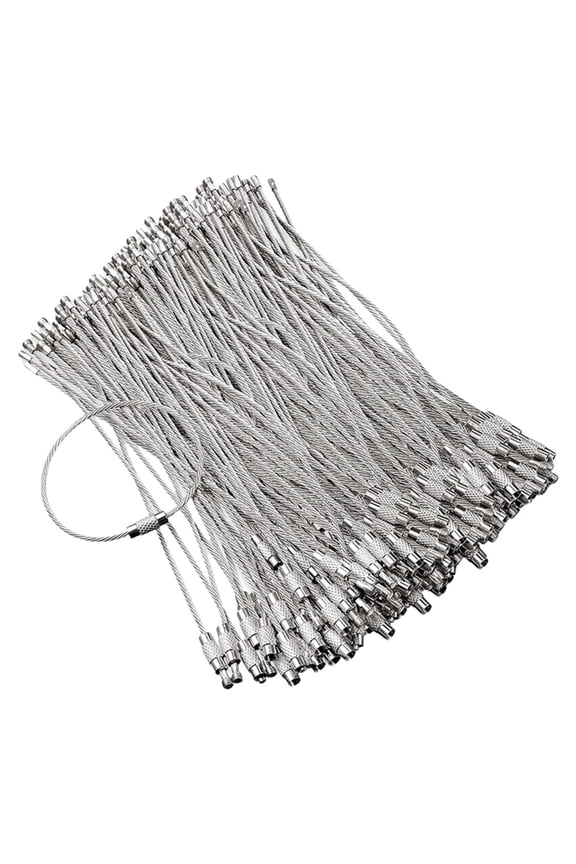 60Pcs Metal Keychains Label Rope Stainless Steels Wire Cable Keychains Rings Screw Lock Keyring For Outdoor Camping