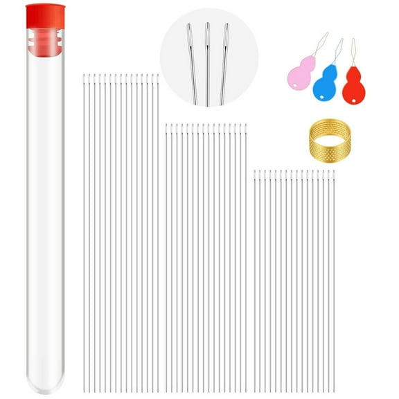 Gieenan 65Pcs Beading Needles 3 Size for Extra Fine Thin Beading Embroidery Needles