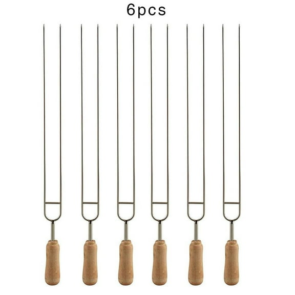 Gieenan 6pcs Stainless Steel U-Shaped Barbecue Brazing Fork Needle Grilling Skewers BBQ Tools