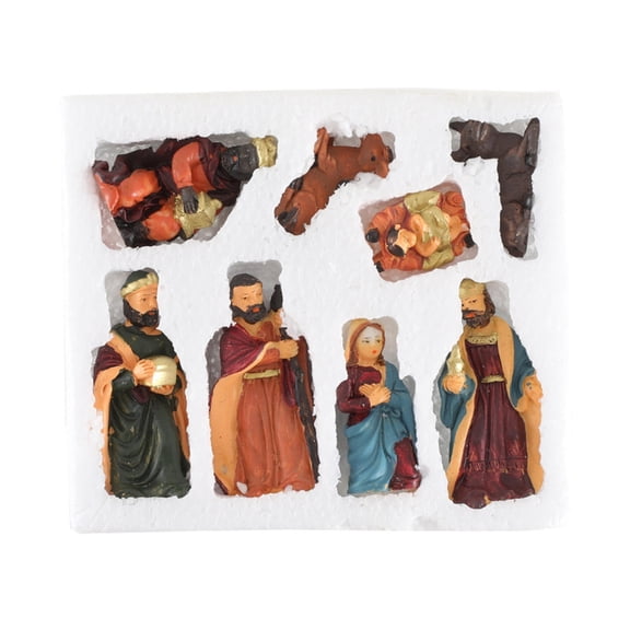 Gieenan 8pcs Resin Manger Decoration Nativity Scene Crafts Birth Of Holy Ornament