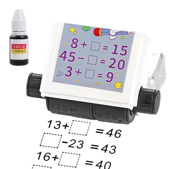 Gieenan Addition Subtraction Roller Stamper ABS Mathematics Quiz Generator Stamper with Inks Math Learning Aid For Classroom