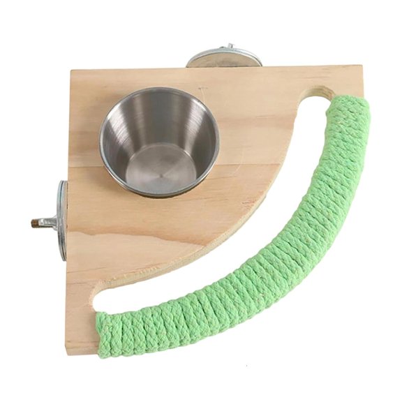Gieenan Adjustable Bird Playing Stand With Detachable Feeding Cups Wood Parrots Rest Station For Small Media Birds
