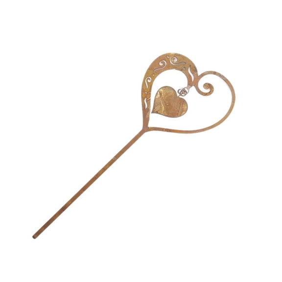 Gieenan Antique Rusty Iron Heart Garden Stakes Rural Outdoor Decorative Ground Stake