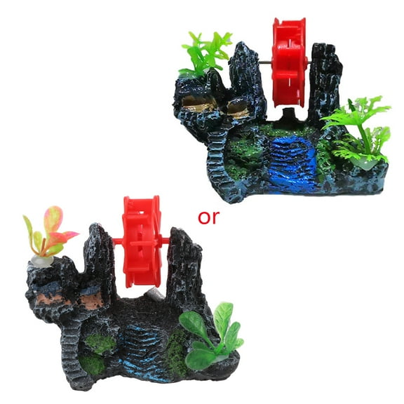 Gieenan Aquarium Mountain View Stone Ornament Rock Cave Landscape Resin Decor Aquatic Pets Hideout Playground for Fish Tanks