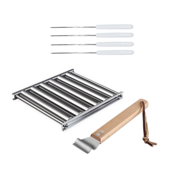 Gieenan Beech Handle Hot Dog Roller Sausage Rack Anti Scald Barbecue Sausage Roller
