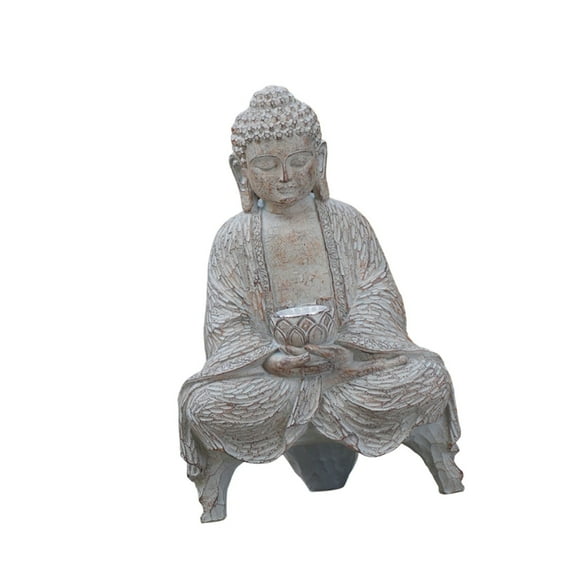 Gieenan Buddhas Statue with Solar Light Home Garden Decors Sitting Meditating Buddhas