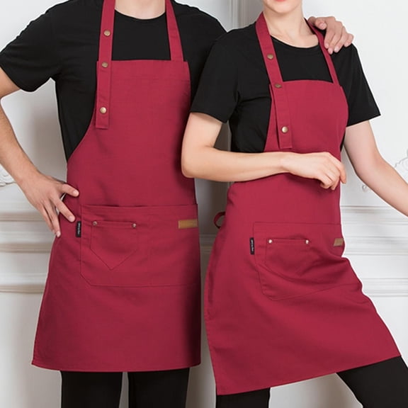 Gieenan Canvas Kitchen Apron Woman Men Chef Work Apron New Fashion Aprons for Home Kitchen Grill Restaurant Bar Shop Cafes Beauty Nails Studios Uniform Breathable Apron