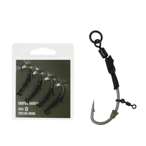 Gieenan Carp Fishing Angling Ronnie Rig Wide Gape Hook with Leader & Antitangle Sleeve