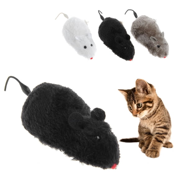 Gieenan Cats Teaser Toys Auto Moving Rat Toys Wind up Racing Mice Cartoon Plush Rat Toys Pet Kitten Interactive Toys